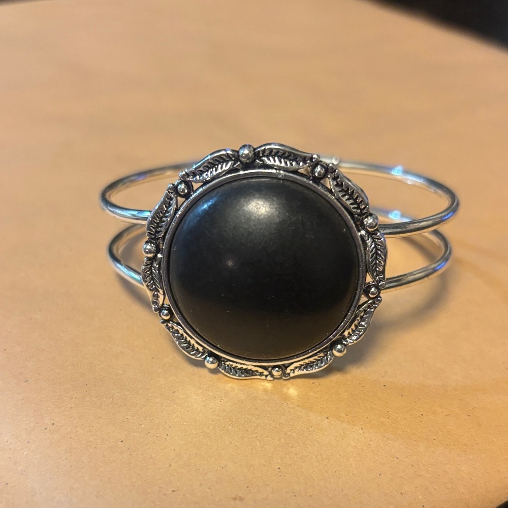 Paparazzi Silver Bracelet with Black Accent